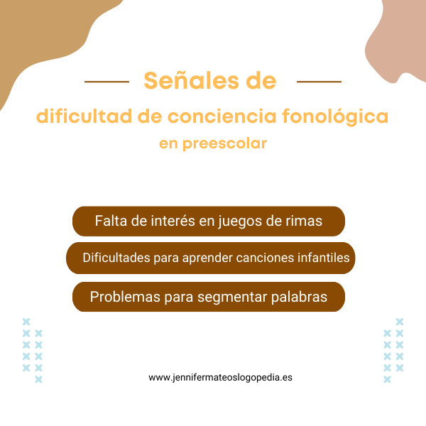 Señales de dificultad de conciencia fonológica en preescolar